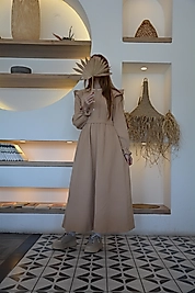 Omuz Fırfır Detaylı Müslin Elbise